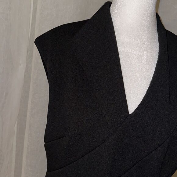 Ted Baker 14 (5) Black Geodese V Neck Front Slit Back Zip Sleeveless Shift Dress - Picture 12 of 17